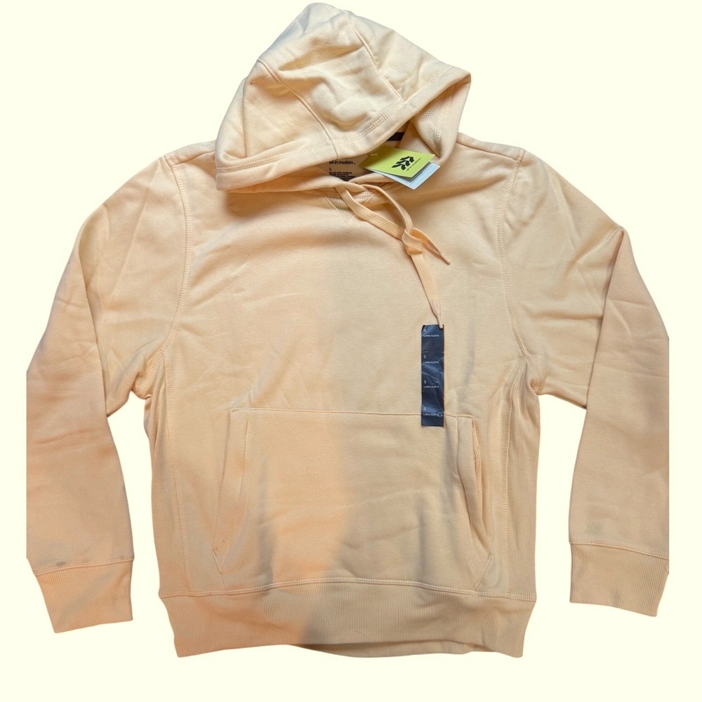 All in Motion Mens yellow Long Sleeve Hooded Pullover Sweatshirt Size S